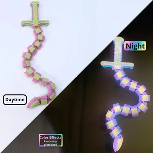 3D Printed Frozen Fidget Whip Sword Flexible Deformation Stress Relief Toy Kinetic <b>Chain</b> Blade ADHD Anxiety Gaming Accessory PLA - Product Image 6