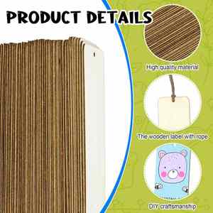 Unfinished Wooden Craft Rectangles Leather Cords DIY Wooden <b>Bookmarks</b> Hanging Tags for Wedding Party Birthday - Product Image 2