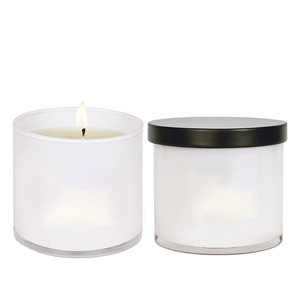 Vente en gros de pots à bougies cylindriques en verre transparent épais, recyclés, personnalisés, de luxe, avec couvercles métalliques, impression couleur personnalisée, ISO - Product Image 1