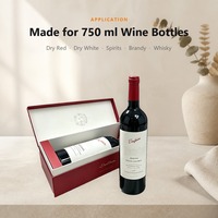 Boîte cadeau vin avec couvercle et base rigides, logo personnalisé, insert pour bouteille unique de 750 ml, emballage rouge, fabricant en gros