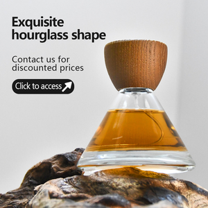 Sang Trọng Tam Giác 50Ml Rỗng Rõ Ràng Thủy Tinh Nước Hoa Chai Hương Thơm Phun Container Với Nắp Bằng Gỗ - Product Image 3