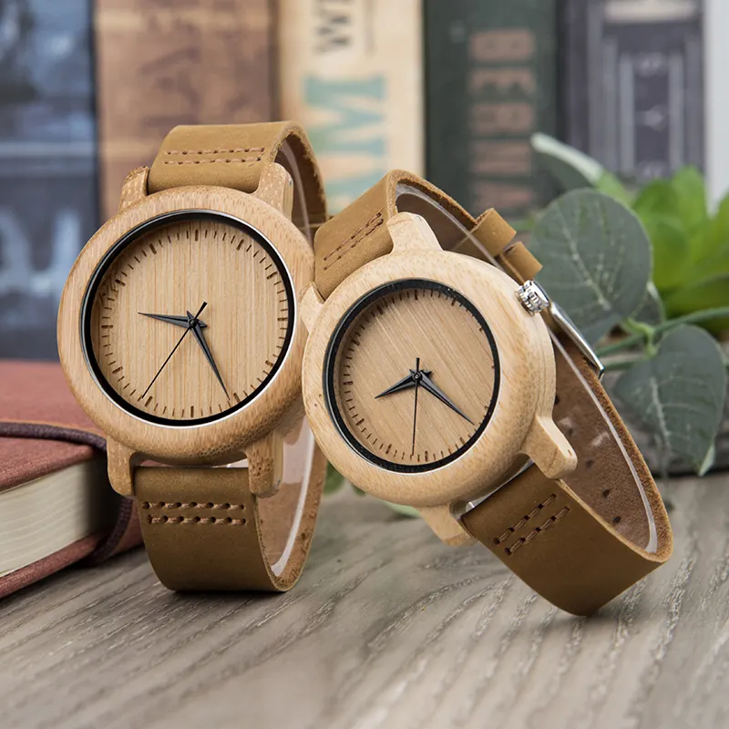 Relógio de pulso DODO de couro genuíno com pulseira para casais, relógio de bambu de marca, relógio de quartzo de cervos, novo fashion para homens, 2020