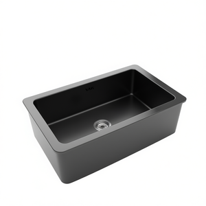 Évier de cuisine style ferme 33 pouces, cuve unique, façade à tablier, finition noir canon de fusil mat, facile à nettoyer - Product Image 1