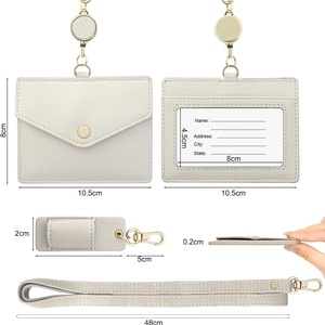 Boshiho Office Badge <b>Holder</b> with Pen Clip High Quality Real Leather Credit <b>ID</b> Card <b>Holder</b> with Stretch Neck Lanyard - Product Image 5