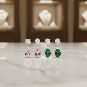 Boucles d'oreilles pendantes E1359 en diamant blanc, taille brillant rond, forme goutte d'eau, sertissage griffe, bijoux classiques et tendance pour femme - Product Image 2