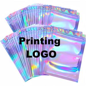 Holographic in tự niêm phong túi phẳng ba mặt con dấu nhôm lá dây kéo cho thực phẩm kẹo đồ trang sức thủ công hàng hóa bao bì - Product Image 1