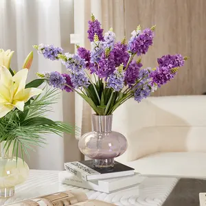 Decoration Spring Wedding Decoration Simple Crystal Purple Artificial Flower With Vase