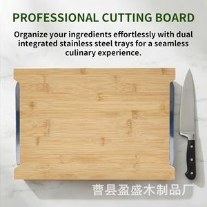เขียงไม้ไผ่พร้อมถาดลิ้นชักสำหรับหั่นผักและผลไม้ - Product Image 4