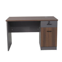 Escritorio de Oficina Moderno con Cajonera Fija, Mesa para Computadora con Acabado en Madera Nogal Marrón y Almacenamiento con Cerradura para Estación de Trabajo