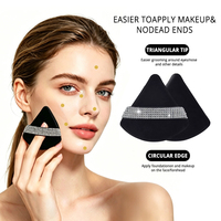 JLY OEM Poudre de maquillage en velours rose pêche et noir avec décoration en strass pour cadeau, Journée des femmes, Noël, anniversaire, cadeau de luxe