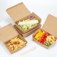 Barquettes alimentaires jetables en papier kraft, boîtes en papier écologiques pour poulet frit, frites, snacks, emballage à emporter