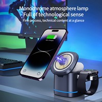 Chargeur sans fil magnétique pliable 3 en 1, station de charge rapide 15W, 360° °   Station d'accueil compacte rotative pour iPhone, Apple Watch et AirPods