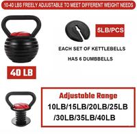 Kettlebell réglable 20LB/40LB avec plaques, pour usage domestique, poids ajustable, vente en gros