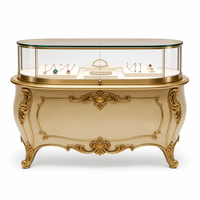 Vitrine à bijoux classique GZowin, accents parfaits pour les bijouteries haut de gamme, texture luxueuse, diamants, pierres précieuses colorées