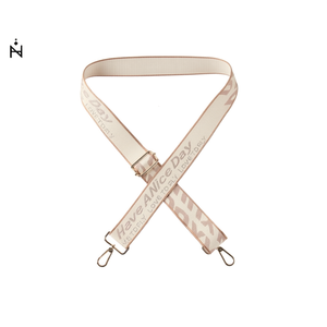 Cinghia in Tessuto 4Cm Beige con Scritta in Inglese per Borse - Product Image 1