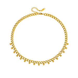 Gold Bead Pendant Chunky Chain Necklace Unisex Everyday Wear Yiwu Origin N2266 - Product Image 5