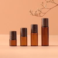 Flacon roll-on en verre ambré anti-UV 1ml 2ml 3ml 5ml avec couvercle imitation bois, étanche, pour huiles essentielles