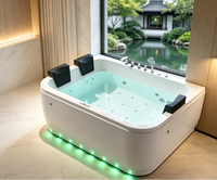 Baignoire à remous autoportante en acrylique pour adultes, design moderne, 1,7 m, avec jets d'air, pour usage domestique et commercial, baignoire hydromassante