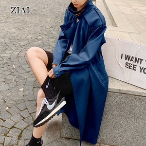 <span class=keywords><strong>Trench</strong></span> Coat di Alta Qualità per Donna Nuovo Stile Moda Primaverile <span class=keywords><strong>Trench</strong></span> Lungo Blu Royal - Product Image 2