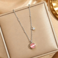 Collier en acier inoxydable anti-ternissement avec opale pour femme, pendentif opale blanche étanche, bijoux minimalistes en gros