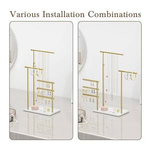 Blanco/Negro/Oro Mini-Tipo de hierro forjado Soporte de metal de varios niveles Soporte de exhibición de joyería colgante Ahorro de espacio <span class=keywords><strong>Pendientes</strong></span> Escritorio ordenado - Product Image 5
