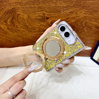 Étui de téléphone magnétique avec miroir de maquillage scintillant et support intégré pour iPhone Duo, coque de protection luxueuse et brillante