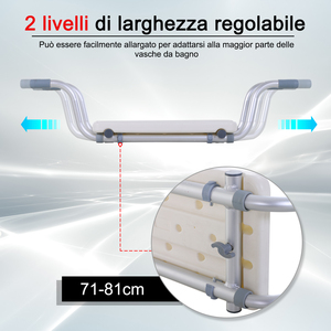 HOMCOM Asiento de bañera de plástico y aleación de aluminio, taburete de bañera Ancho ajustable 73-83cm, carga máxima 150kg - Product Image 4