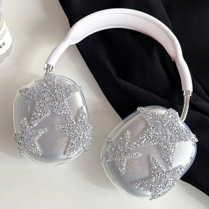 Funda Brillante para <span class=keywords><strong>AirPods</strong></span> <span class=keywords><strong>Max</strong></span> con Pedrería, Estrellas, Transparente, Brillante, Linda, Suave, Protectora para Mujeres - Product Image 1