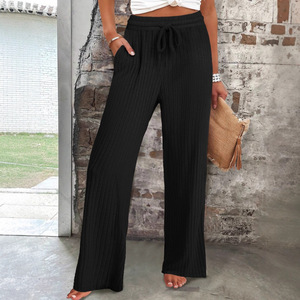 Pantalon évasé décontracté pour femme grande taille avec taille élastique et poches, idéal pour l'été - Dropshipping Shopify - Product Image 3
