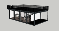 Conteneur plat de style moderne de haute qualité, installation rapide, contenant plat prédécoupé, construction de restaurant avec terrasse, offre spéciale