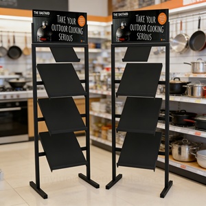 Étagère de présentation de poêles à frire en métal sur pied, présentoir de vente au détail pour ustensiles de cuisine, stand pour supermarché, magasin d'articles de cuisine - Product Image 1