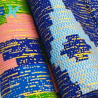 Nouvel Arrivage Tissu Africain en Coton Ciré Kente Or 2+4 Yards 100% Coton, Tissus Ankara Cirés Dorés, Pagnes Africains