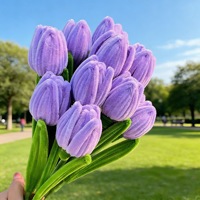 Tige de fleur de tulipe en feutre coloré faite à la main, pour bricolage, cadeau, vase, décoration florale pour la maison et les mariages, vente en gros