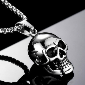Collier pendentif crâne pour <span class=keywords><strong>homme</strong></span>, style punk gothique hip-hop, fabrication bon marché, avec placage or/<span class=keywords><strong>argent</strong></span>/noir - Product Image 5