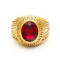 RB شعار مخصص مجوهرات من صلب لا يصدأ هدية الجملة السائبة منتج زينة ليزر رجل الدائري للرجال الأحمر الحجر الأسود