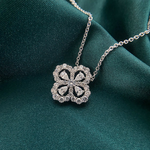 S925 plata esterlina plateada Oro Blanco alto carbono diamante conjunto colgante collar de moda - Product Image 4