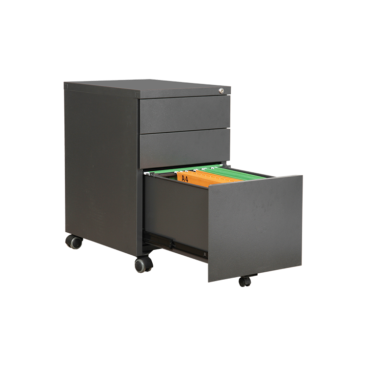 Factory Hot Sale Black Metal Office Furniture Steel 3 Drawer Filing Cabinet Movable Cabinet File Mobile Pedestal
