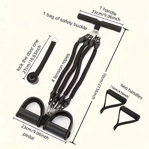 Nueva Banda de Resistencia <span class=keywords><strong>con</strong></span> Pedal, Anti-Rotura, 4 Tubos, Cuerda de Tracción para Entrenamiento de Piernas, Ejercicios <span class=keywords><strong>Abdominales</strong></span> en Casa, Asistencia para <span class=keywords><strong>Abdominales</strong></span> - Product Image 5