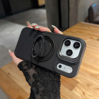Luxe 360 °   Coque de téléphone magnétique en silicone liquide avec support rotatif pour iPhone 17 16 15 Pro Max, antichoc, avec béquille pliable