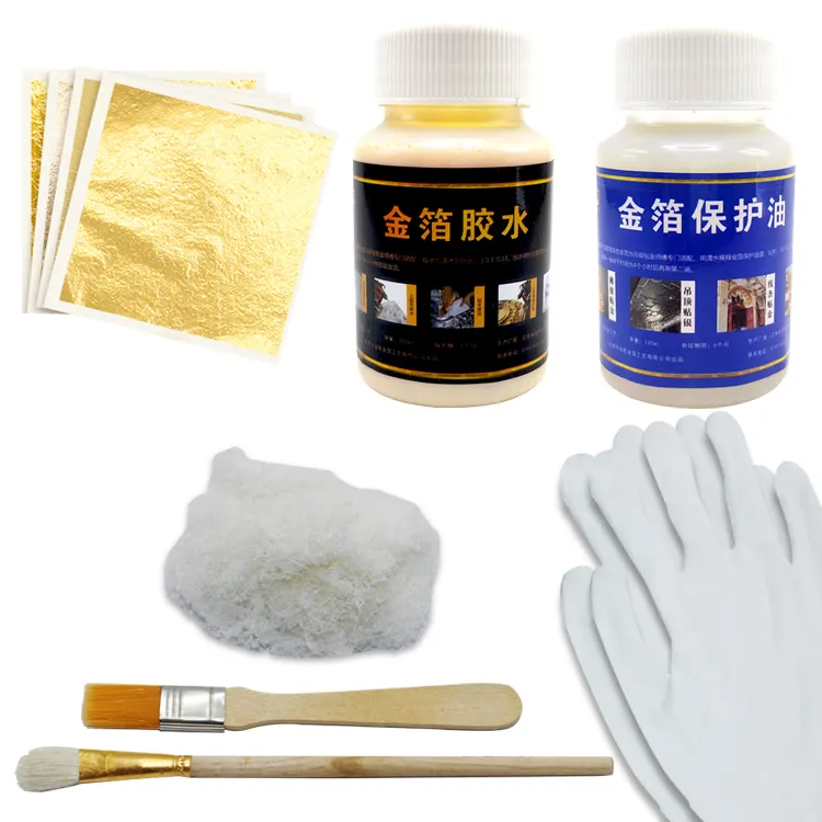 DIY gilding gold leaf experience set gold foil sheet glue gilding tools for metal craft and painting decoration