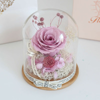Essentiels de la Saint-Valentin 2026 : Rose éternelle sous cloche en verre, coffret cadeau pour la Saint-Valentin, décoration de mariage, La Belle et la Bête
