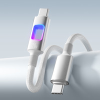 Cable de Datos Tipo C a Tipo C con Malla de Nailon Brillante LED RGB de 120W y Carga Rápida para iPhone