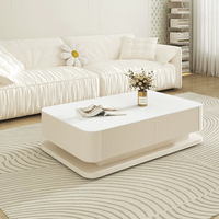 Ensemble de meuble TV et table basse en marbre et bois de luxe moderne avec rangement, design crème, pour salon, dernière collection