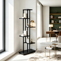 Étagère de rangement multi-niveaux en fer noir robuste et minimaliste pour salle de bain, épices, maison, salon, balcon, bureau, usage commercial