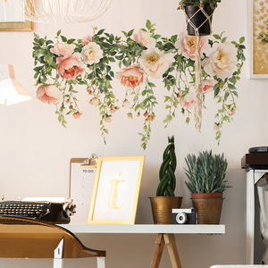 Guirlande florale <span class=keywords><strong>romantique</strong></span> de pivoines, autocollants muraux 3D amovibles, salon, salle de bain, cuisine, autocollants muraux décoratifs - Product Image 6