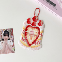 Porte-cartes de visite pendentif 3 pouces motif dessin animé mignon fraise dessert pour étudiants, présentoir de photocartes d'idols Kpop, Guka Subway