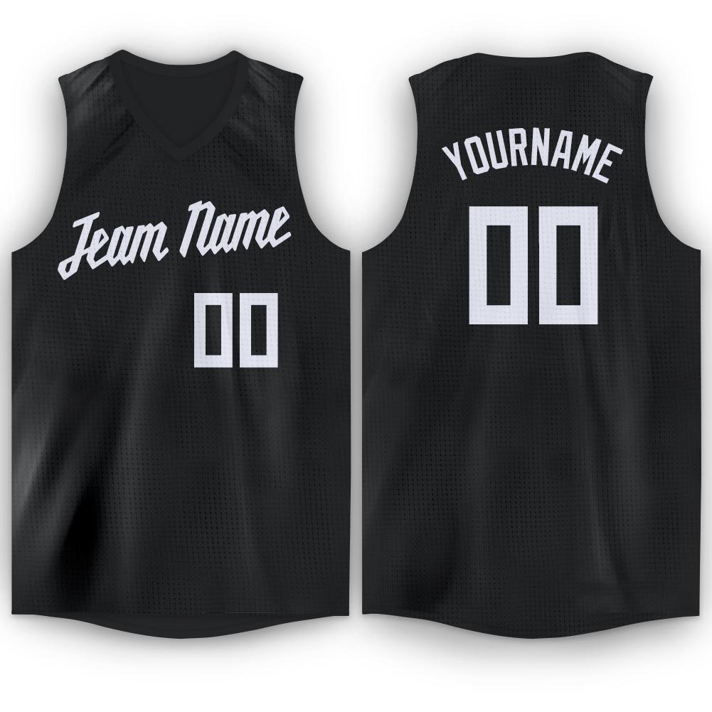 Custom Black White Round Neck Basketball Jersey Sublimation Printing Design Mesh Blank Classic Basketball Wear