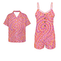 Nouveauté, vêtements de couple assortis de haute qualité, chemise hawaïenne à imprimé tropical pour homme ou combinaison à col en V pour femme avec poches