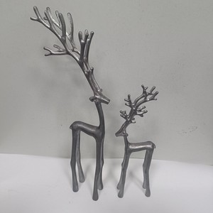 Alloy Deer Figurine Set Desktop <b>Ornament</b> Garden Decoration Cast Iron Decorative Animal Statues Home Decor Gray Blue Color - Product Image 1