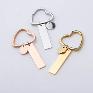 Hoge Gepolijst Roestvrij Staal Hart Sleutelhanger Ketting Custom Logo Tekst Auto Sleutelhanger Voor Mannen Vrouwen